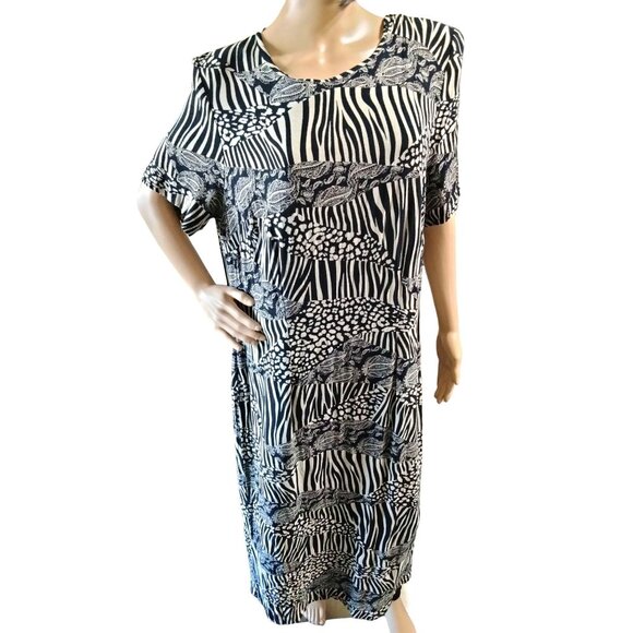 HBS Collection Plus Size 20W Zebra & Paisley Print Dress Shoulder Pads Back Slit - Picture 3 of 10
